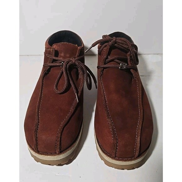 Buffalino Size 8.5 B-Boots Men's Brownish Red Leather Low Top Round Toe Lug Sole - Picture 1 of 10